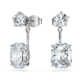 Oktagon-øreringe med laboratoriefremstillede diamanter, 9,65 ct i alt, blandede former, 18K hvidguld