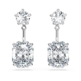 Oktagon-øreringe med laboratoriefremstillede diamanter, 9,65 ct i alt, blandede former, 18K hvidguld