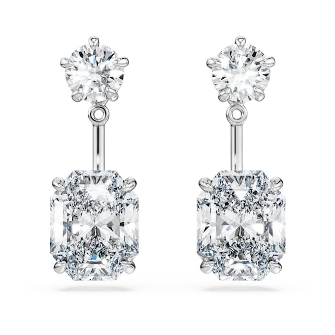 Oktagon-øreringe med laboratoriefremstillede diamanter, 9,65 ct i alt, blandede former, 18K hvidguld Oktagon-øreringe med laboratoriefremstillede diamanter, 9,65 ct i alt, blandede former, 18K hvidguld