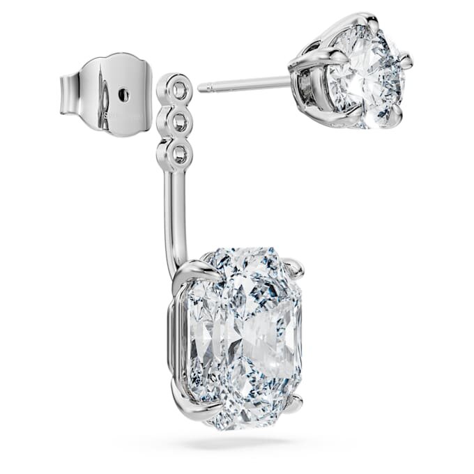Oktagon-øreringe med laboratoriefremstillede diamanter, 9,65 ct i alt, blandede former, 18K hvidguld Oktagon-øreringe med laboratoriefremstillede diamanter, 9,65 ct i alt, blandede former, 18K hvidguld