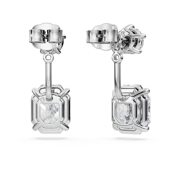 Oktagon-øreringe med laboratoriefremstillede diamanter, 9,65 ct i alt, blandede former, 18K hvidguld Oktagon-øreringe med laboratoriefremstillede diamanter, 9,65 ct i alt, blandede former, 18K hvidguld