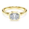 Oktagon-ring med laboratoriefremstillede diamanter, 1,0 ct i alt, oktagonform, 14K gult guld