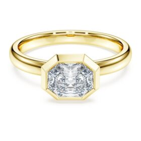 Oktagon-ring med laboratoriefremstillede diamanter, 1,0 ct i alt, oktagonform, 14K gult guld Oktagon-ring med laboratoriefremstillede diamanter, 1,0 ct i alt, oktagonform, 14K gult guld