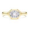 Oktagon-ring med laboratoriefremstillede diamanter, 1,0 ct i alt, oktagonform, 14K gult guld