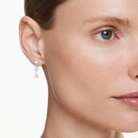 Oktagonformede dråbeøreringe med laboratoriefremstillede diamanter, 0,6 ct i alt, runde, sterlingsølv
