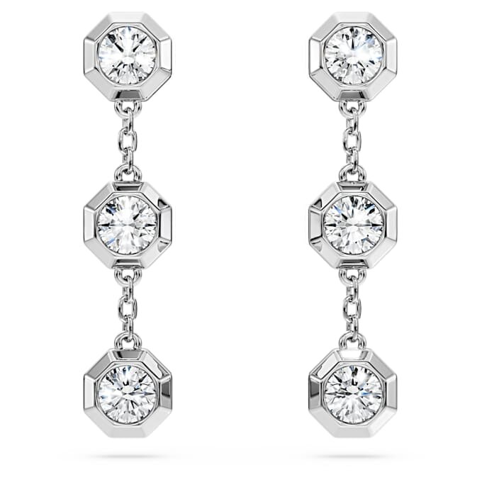 Oktagonformede dråbeøreringe med laboratoriefremstillede diamanter, 0,6 ct i alt, runde, sterlingsølv Oktagonformede dråbeøreringe med laboratoriefremstillede diamanter, 0,6 ct i alt, runde, sterlingsølv
