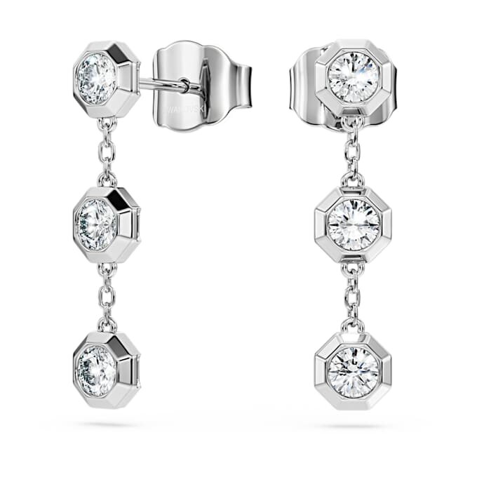 Oktagonformede dråbeøreringe med laboratoriefremstillede diamanter, 0,6 ct i alt, runde, sterlingsølv Oktagonformede dråbeøreringe med laboratoriefremstillede diamanter, 0,6 ct i alt, runde, sterlingsølv