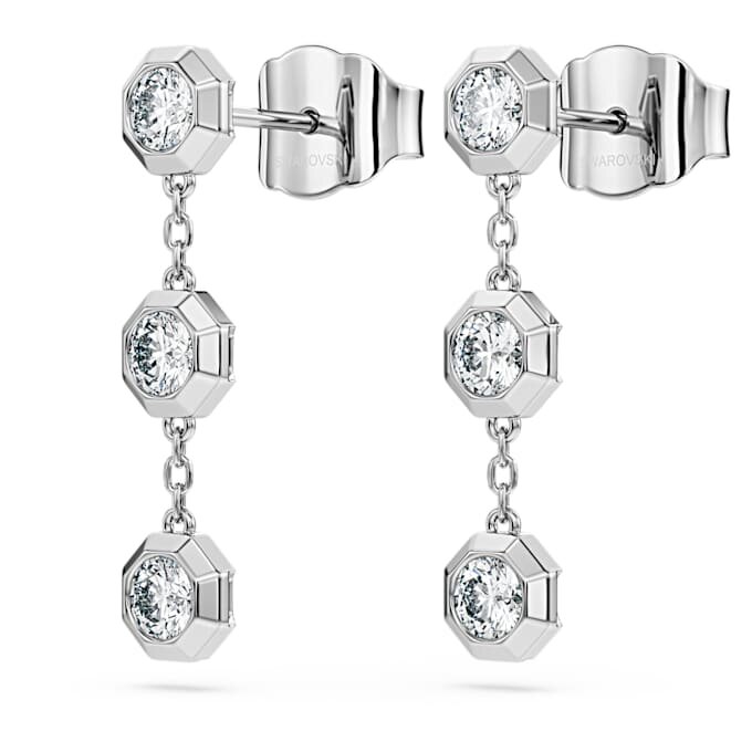 Oktagonformede dråbeøreringe med laboratoriefremstillede diamanter, 0,6 ct i alt, runde, sterlingsølv Oktagonformede dråbeøreringe med laboratoriefremstillede diamanter, 0,6 ct i alt, runde, sterlingsølv