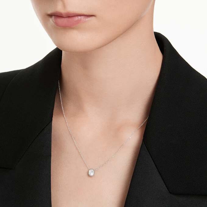 Oktagonformet vedhæng med laboratoriefremstillede diamanter, 0,5 ct i alt, oktagonform, 14K hvidguld Oktagonformet vedhæng med laboratoriefremstillede diamanter, 0,5 ct i alt, oktagonform, 14K hvidguld