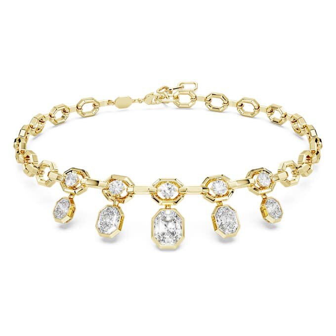 Oktagonhalskæde med laboratoriefremstillede diamanter, 12,56 ct i alt, blandede former, 18K gult guld Oktagonhalskæde med laboratoriefremstillede diamanter, 12,56 ct i alt, blandede former, 18K gult guld