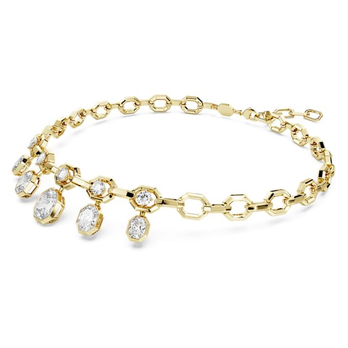 Oktagonhalskæde med laboratoriefremstillede diamanter, 12,56 ct i alt, blandede former, 18K gult guld Oktagonhalskæde med laboratoriefremstillede diamanter, 12,56 ct i alt, blandede former, 18K gult guld