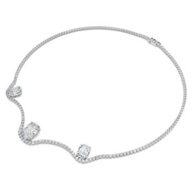 Oktagonhalskæde med laboratoriefremstillede diamanter, 19,90 ct i alt, oktagonform, 18K hvidguld Oktagonhalskæde med laboratoriefremstillede diamanter, 19,90 ct i alt, oktagonform, 18K hvidguld