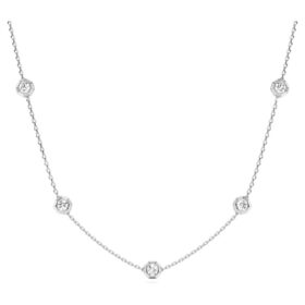 Oktagonhalskæde med laboratoriefremstillede diamanter på i alt 0,7 ct, runde, sterlingsølv Oktagonhalskæde med laboratoriefremstillede diamanter på i alt 0,7 ct, runde, sterlingsølv