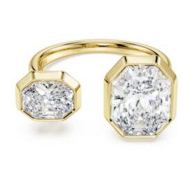 Oktagonring med laboratoriedyrkede diamanter, 4,10 ct i alt, oktagonform, 18K gult guld Oktagonring med laboratoriedyrkede diamanter, 4,10 ct i alt, oktagonform, 18K gult guld