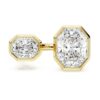 Oktagonring med laboratoriedyrkede diamanter, 4,10 ct i alt, oktagonform, 18K gult guld