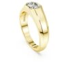 Oktagonring med laboratoriefremstillede diamanter, 1,0 ct i alt, oktagonform, 14K gult guld