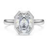 Oktagonring med laboratoriefremstillede diamanter, 2,0 ct i alt, oktagonform, 14K hvidguld Oktagonring med laboratoriefremstillede diamanter, 2,0 ct i alt, oktagonform, 14K hvidguld