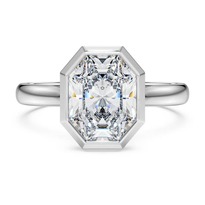 Oktagonring med laboratoriefremstillede diamanter, 2,0 ct i alt, oktagonform, 14K hvidguld Oktagonring med laboratoriefremstillede diamanter, 2,0 ct i alt, oktagonform, 14K hvidguld
