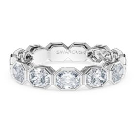 Oktagonring med laboratoriefremstillede diamanter, 2,4 ct i alt, oktagonform, 14K hvidguld Oktagonring med laboratoriefremstillede diamanter, 2,4 ct i alt, oktagonform, 14K hvidguld
