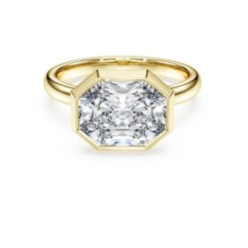 Oktagonring med laboratoriefremstillede diamanter, 3,0 ct i alt, oktagonform, 14K gult guld Oktagonring med laboratoriefremstillede diamanter, 3,0 ct i alt, oktagonform, 14K gult guld
