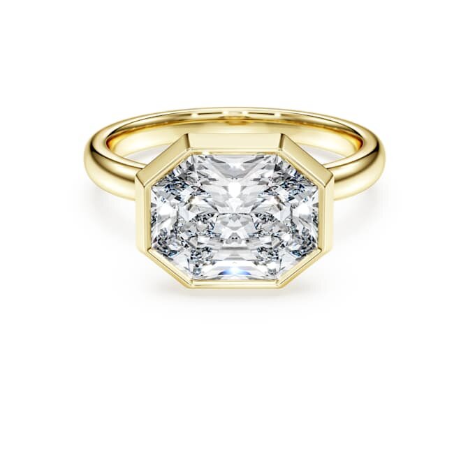 Oktagonring med laboratoriefremstillede diamanter, 3,0 ct i alt, oktagonform, 14K gult guld Oktagonring med laboratoriefremstillede diamanter, 3,0 ct i alt, oktagonform, 14K gult guld