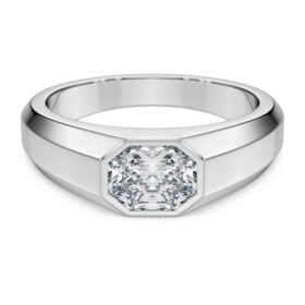 Oktagonring med laboratoriefremstillede diamanter på i alt 1,0 ct, oktagonform, 14K hvidguld Oktagonring med laboratoriefremstillede diamanter på i alt 1,0 ct, oktagonform, 14K hvidguld