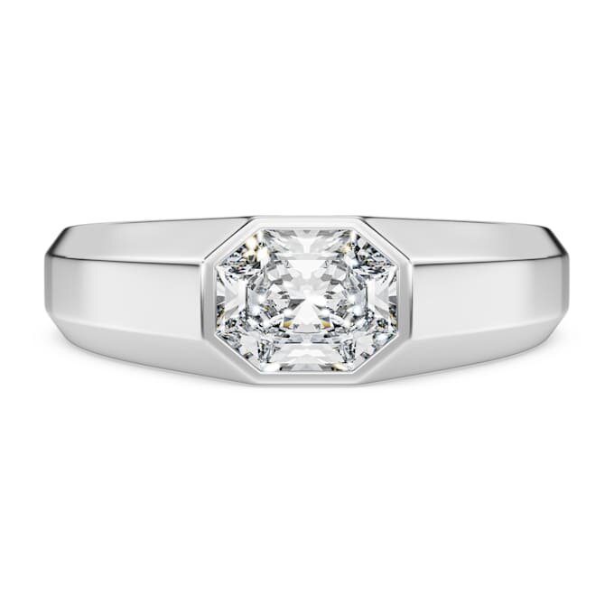 Oktagonring med laboratoriefremstillede diamanter på i alt 1,0 ct, oktagonform, 14K hvidguld Oktagonring med laboratoriefremstillede diamanter på i alt 1,0 ct, oktagonform, 14K hvidguld