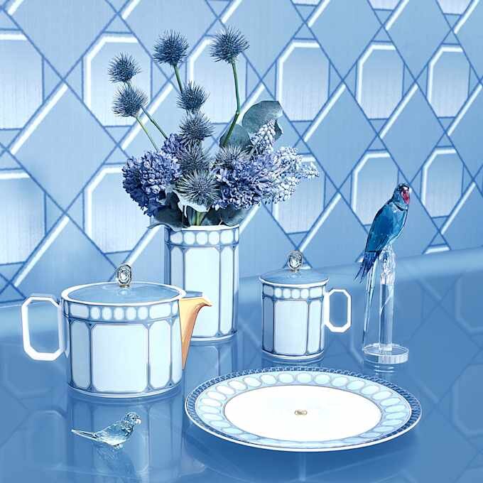 Signum-krus med låg, porcelæn, blå Signum-krus med låg, porcelæn, blå