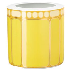 Signum-vase i porcelæn, bred, gul