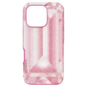 Smartphone-etui med krystalprint-motiv, iPhone® 16 Pro, lyserød