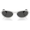 Solbriller i oval form, 2-i-1 clip-on, Sk7044, sølvfarvet Solbriller i oval form, 2-i-1 clip-on, Sk7044, sølvfarvet