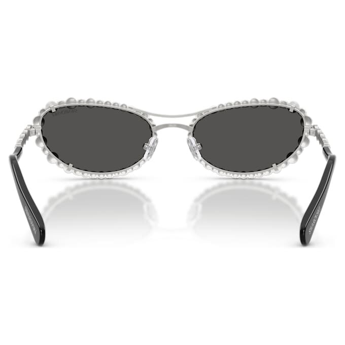 Solbriller i oval form, 2-i-1 clip-on, Sk7044, sølvfarvet Solbriller i oval form, 2-i-1 clip-on, Sk7044, sølvfarvet