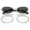 Solbriller i oval form, 2-i-1 clip-on, Sk7044, sølvfarvet Solbriller i oval form, 2-i-1 clip-on, Sk7044, sølvfarvet