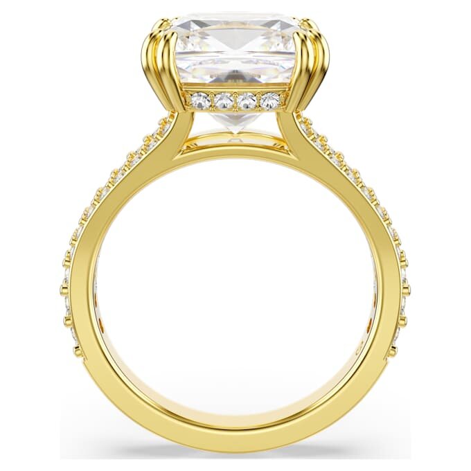 Stilla cocktailring, firkantet slibning, pavé, hvid, guldbelagt Stilla cocktailring, firkantet slibning, pavé, hvid, guldbelagt