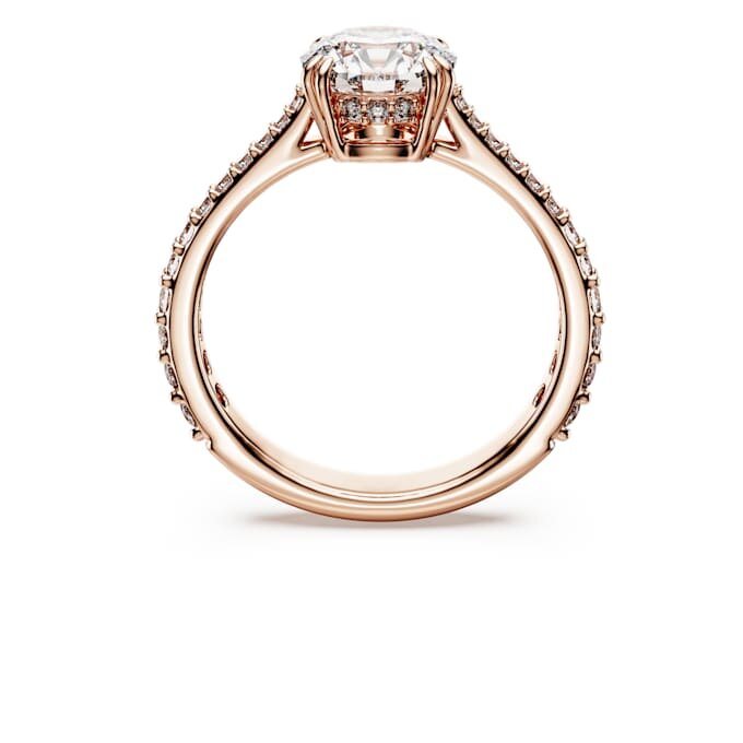 Stilla cocktailring, rundslibet, pavé, hvid, rosaguldbelagt Stilla cocktailring, rundslibet, pavé, hvid, rosaguldbelagt