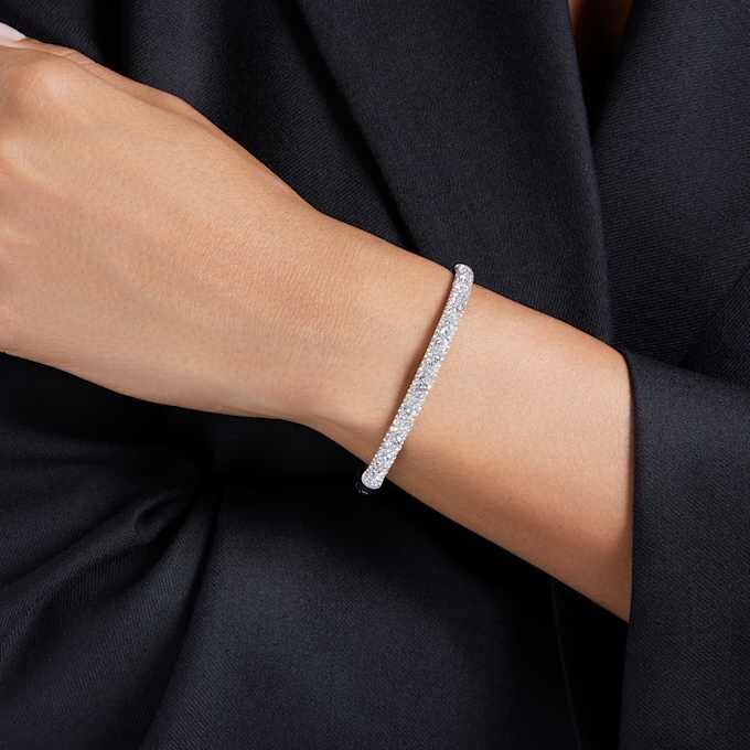 Sublima armring Snow Pavé, hvid, rhodineret Sublima armring Snow Pavé, hvid, rhodineret