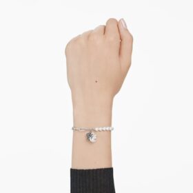 Svanearmbånd med krystalperler, svane, sort, blandet metalfinish