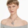 Svanependant og broche, hvid, rutheniumbelagt Svanependant og broche, hvid, rutheniumbelagt