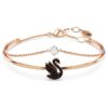 Swan-armring, sort, rosaguldbelagt