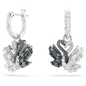 Swan Drop-øreringe, svane, sort, blandet metalfinish Swan Drop-øreringe, svane, sort, blandet metalfinish