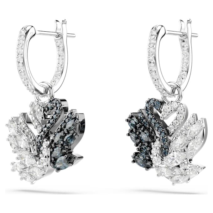 Swan Drop-øreringe, svane, sort, blandet metalfinish Swan Drop-øreringe, svane, sort, blandet metalfinish