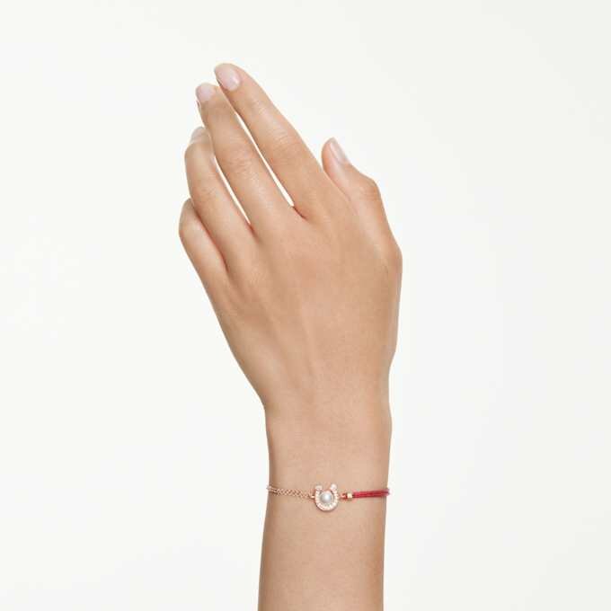 Symbolica-armbånd med krystalperle, pavé, hestesko, hvid, rosaguldbelagt Symbolica-armbånd med krystalperle, pavé, hestesko, hvid, rosaguldbelagt