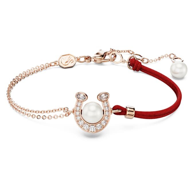 Symbolica-armbånd med krystalperle, pavé, hestesko, hvid, rosaguldbelagt Symbolica-armbånd med krystalperle, pavé, hestesko, hvid, rosaguldbelagt