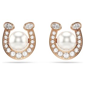 Symbolica øreringe med krystalperle, pavé, hestesko, hvid, rosaguldbelagt Symbolica øreringe med krystalperle, pavé, hestesko, hvid, rosaguldbelagt