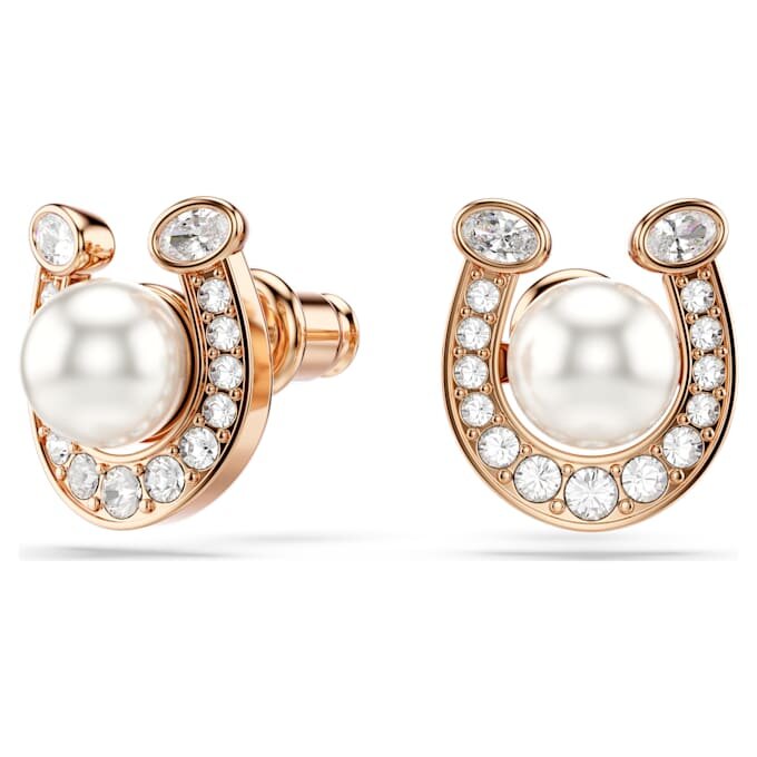 Symbolica øreringe med krystalperle, pavé, hestesko, hvid, rosaguldbelagt Symbolica øreringe med krystalperle, pavé, hestesko, hvid, rosaguldbelagt