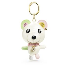 Teddy-taskecharm, bjørn, flerfarvet, forgyldt