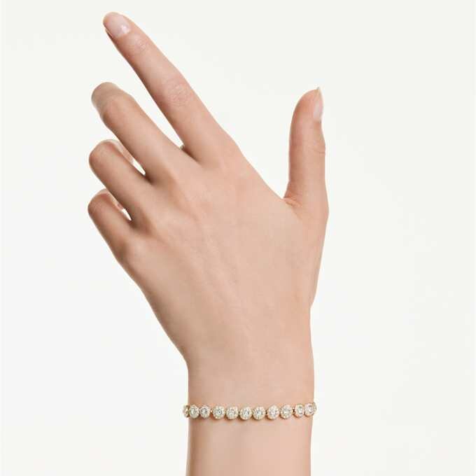 Una Angelic armbånd med runde krystaller, hvidt, guldbelagt Una Angelic armbånd med runde krystaller, hvidt, guldbelagt