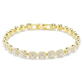 Una Angelic armbånd med runde krystaller, hvidt, guldbelagt Una Angelic armbånd med runde krystaller, hvidt, guldbelagt