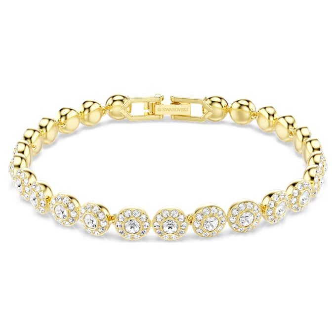 Una Angelic armbånd med runde krystaller, hvidt, guldbelagt Una Angelic armbånd med runde krystaller, hvidt, guldbelagt