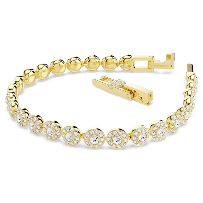 Una Angelic armbånd med runde krystaller, hvidt, guldbelagt Una Angelic armbånd med runde krystaller, hvidt, guldbelagt
